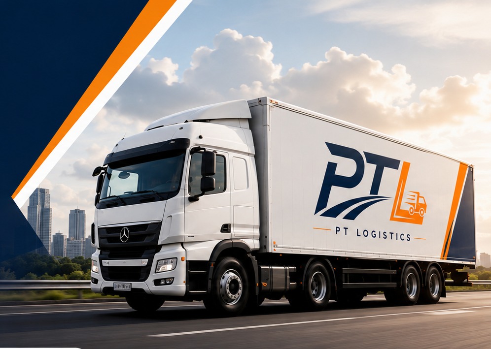 PT Logistics branded container truck on the Bangalore to Kerala highway